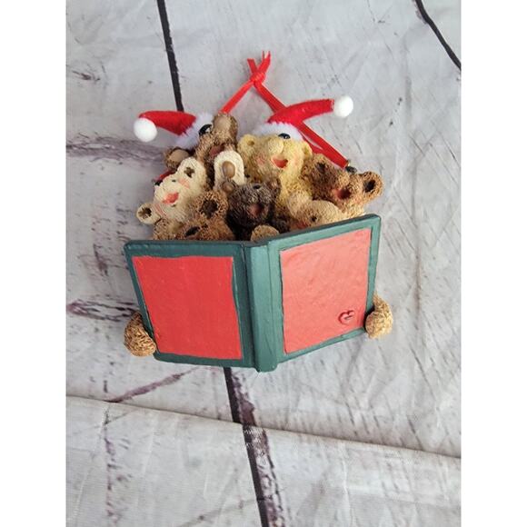 Holly Bearies Christmas Ornament Kurt S Adler Caroling Singing Teddy Bears W Box - Picture 2 of 9